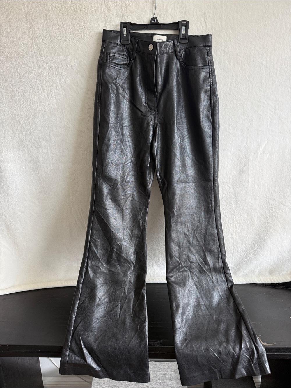 Wilfred Black Faux Leather Flare Pants